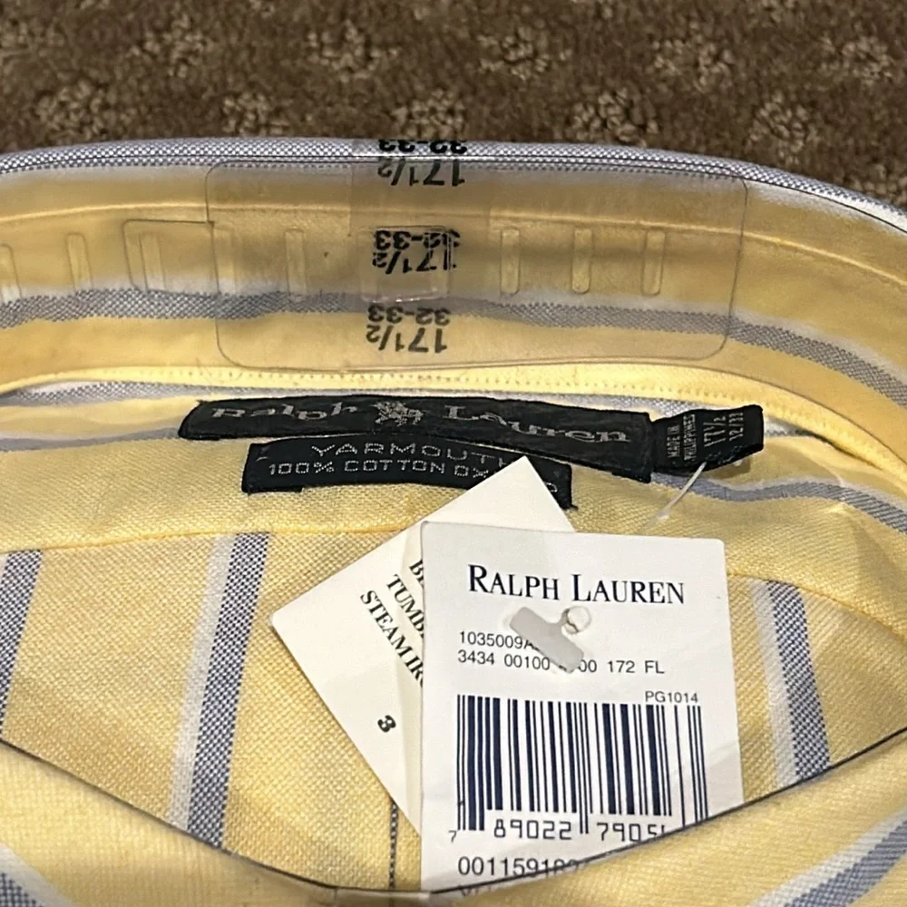 NWT Vintage Ralph Lauren “Yarmouth 100% Cotton The Oxford Shirt” 17.5 32-33 - Picture 2 of 4